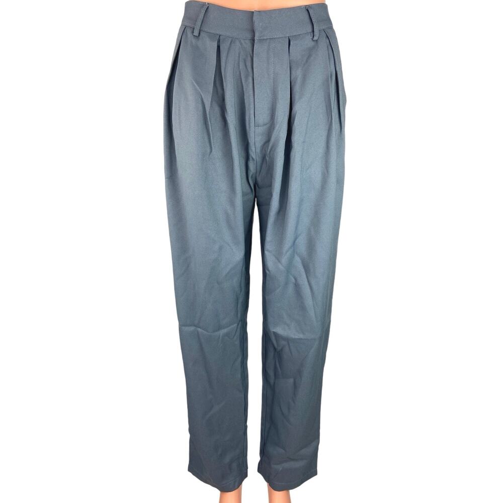 PrettyLittleThing NWT Gray Pleated High Rise Straight Leg Ankle Dress Pants Sz 4
